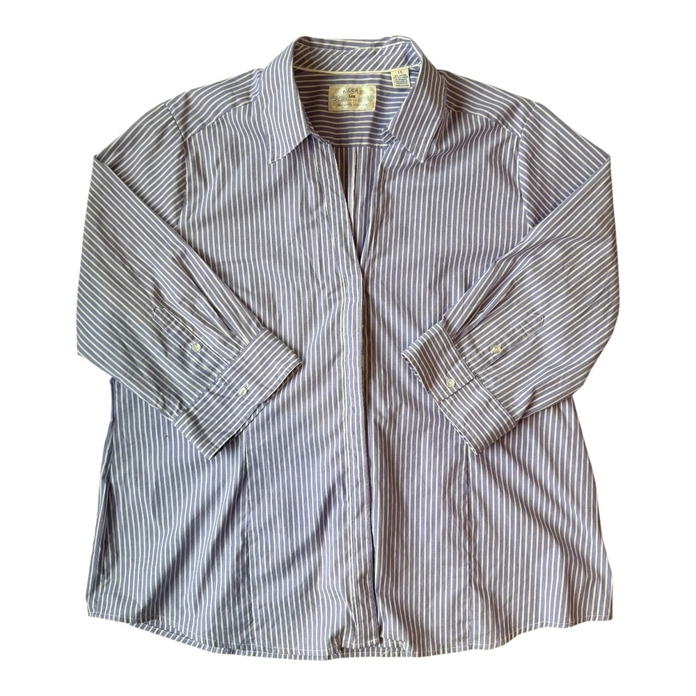 Vintage Y2K Riders by Lee Purple Stripe Button Down Shirt Women's 1X V Neck